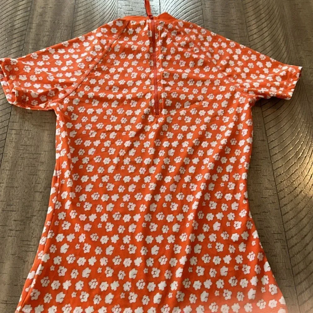 🏄🏻‍♀️ J Crew UK 🇬🇧 Poppy Print Rashguard 🏖️ waves or beach 🏝️ 🌊Back Zip